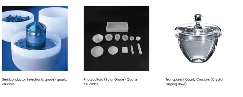 Semiconductor and photovoltaic grade quartz crucible product examples